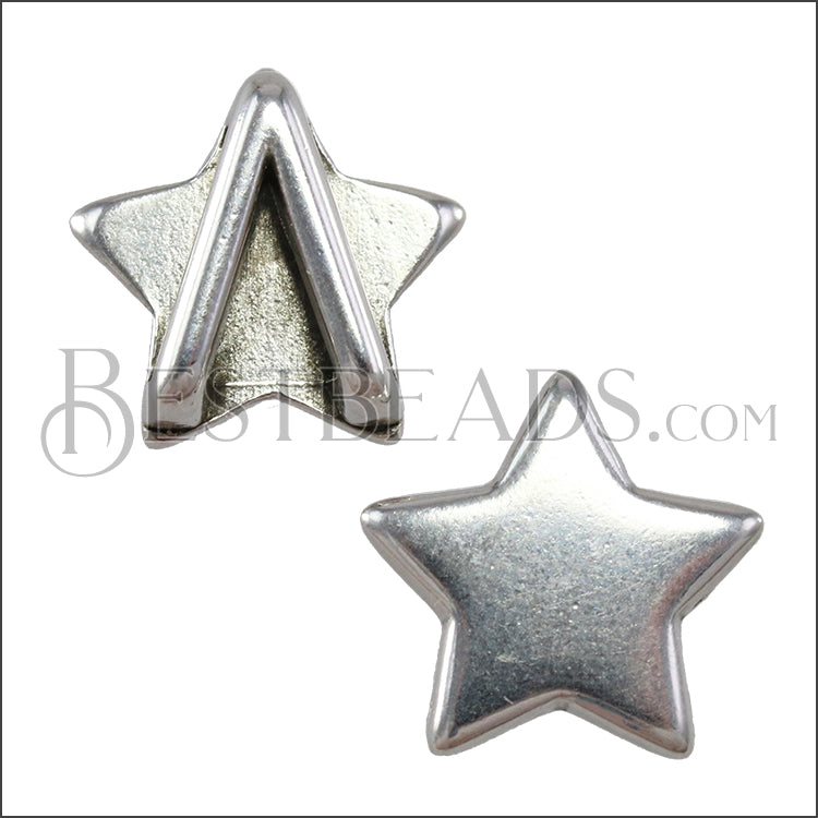 10mm flat CLASSIC STAR slider ANT SILVER - 10 pcs