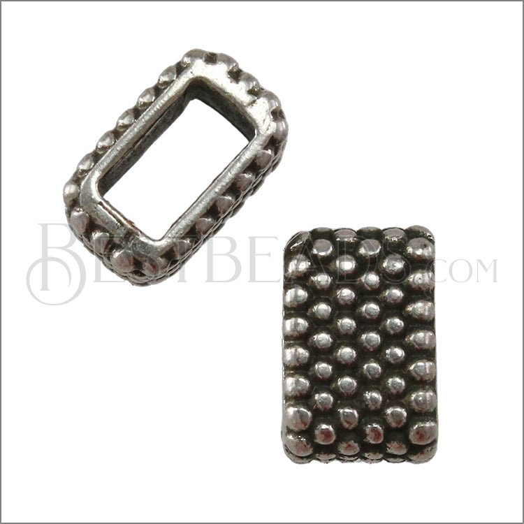 5mm flat SMALL DOTS slider ANT SILVER - 10 pcs