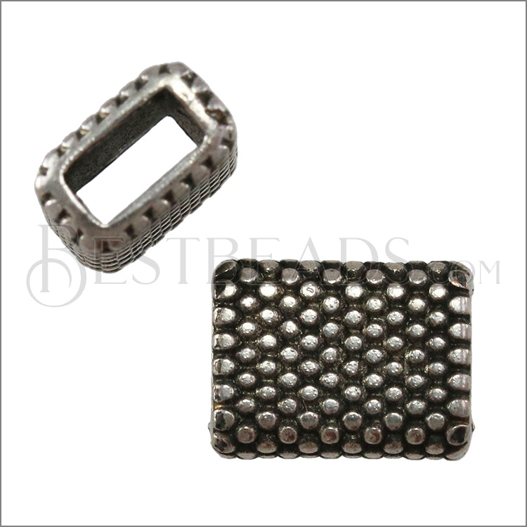5mm flat MEDIUM DOTS slider ANT SILVER - 10 pcs