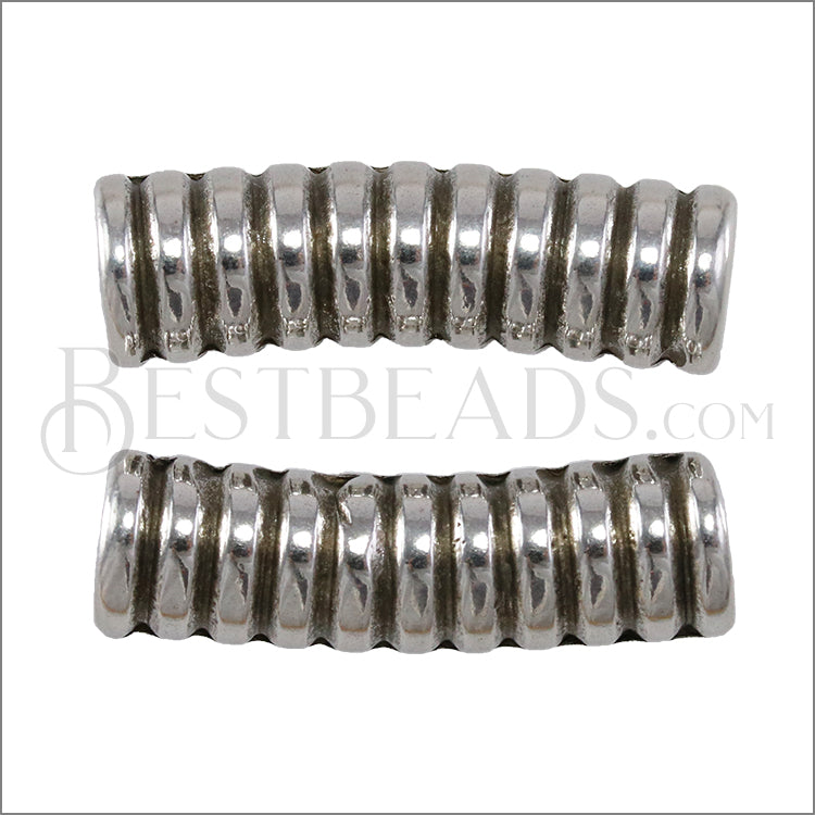 6mm round TUBE slider ANT SILVER - 10 pcs