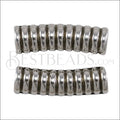 6mm round TUBE slider ANT SILVER - 10 pcs