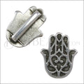 10mm flat HAMSA HAND slider ANTIQUE SILVER - 10 pcs