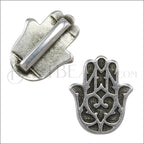 10mm flat HAMSA HAND slider ANTIQUE SILVER - 10 pcs