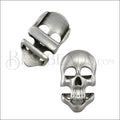 10mm flat LONG SKULL slider ANTIQUE SILVER - 10 pcs