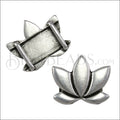 10mm flat LOTUS FLOWER slider ANTIQUE SILVER - 10 pcs