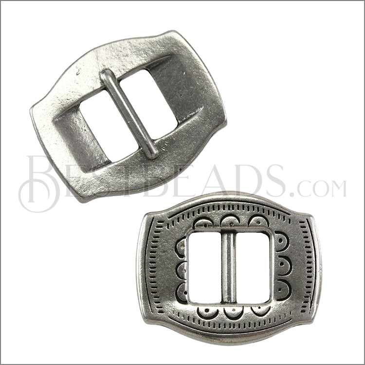 10mm flat WESTERN BOLO slider ANT SILVER - 10 pcs