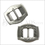 10mm flat WESTERN BOLO slider ANT SILVER - 10 pcs
