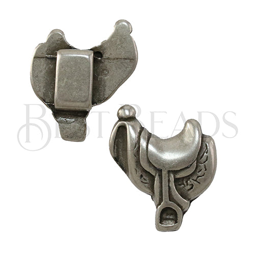 10mm flat WESTERN SADDLE slider ANT SILVER - 5 pcs