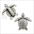 10mm flat SEA TURTLE slider ANT SILVER - 10 pcs