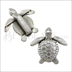 10mm flat SEA TURTLE slider ANT SILVER - 10 pcs