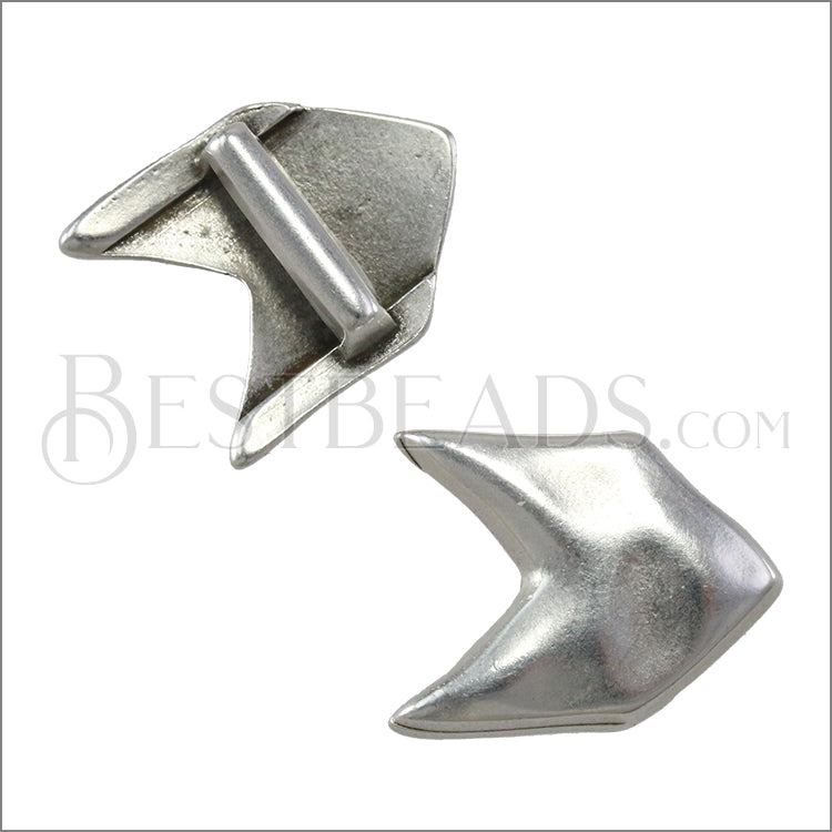 10mm flat HAMMERED CHEVRON slider ANT SILVER - 10 pcs