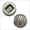 13mm flat ROUND SHELL slider ANTIQUE SILVER - 10 pcs
