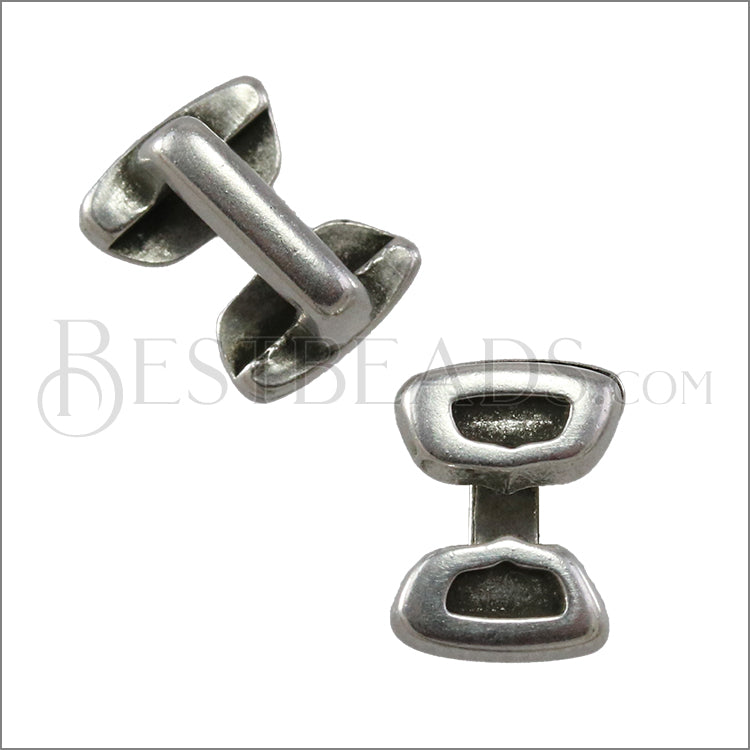 5mm flat DOUBLE SPANISH TILE slider ANTIQUE SILVER - 10 pcs
