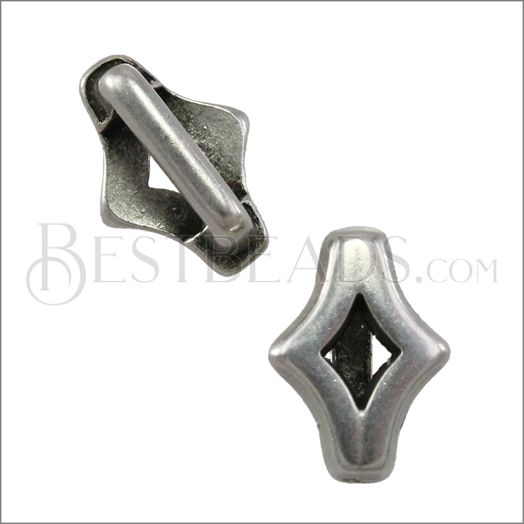 5mm flat DIAMOND SPANISH TILE slider ANTIQUE SILVER - 10 pcs