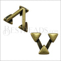 10mm flat TRIPLE TRIANGLES slider ANTIQUE BRASS - 10 pcs