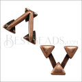 10mm flat TRIPLE TRIANGLES slider ANTIQUE COPPER - 10 pcs