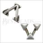 10mm flat TRIPLE TRIANGLES slider ANTIQUE SILVER - 10 pcs