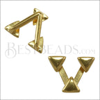 10mm flat TRIPLE TRIANGLES slider SHINY GOLD - 10 pcs