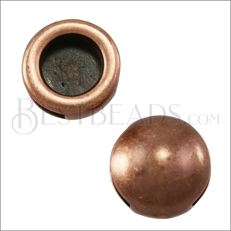 10mm flat DOME slider ANTIQUE COPPER - 10 pcs