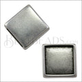 10mm flat SQUARE SETTING slider ANTIQUE SILVER - 10 pcs