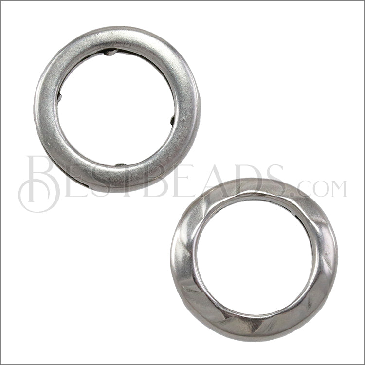 10mm flat RING TWIST slider ANTIQUE SILVER - 10 pcs