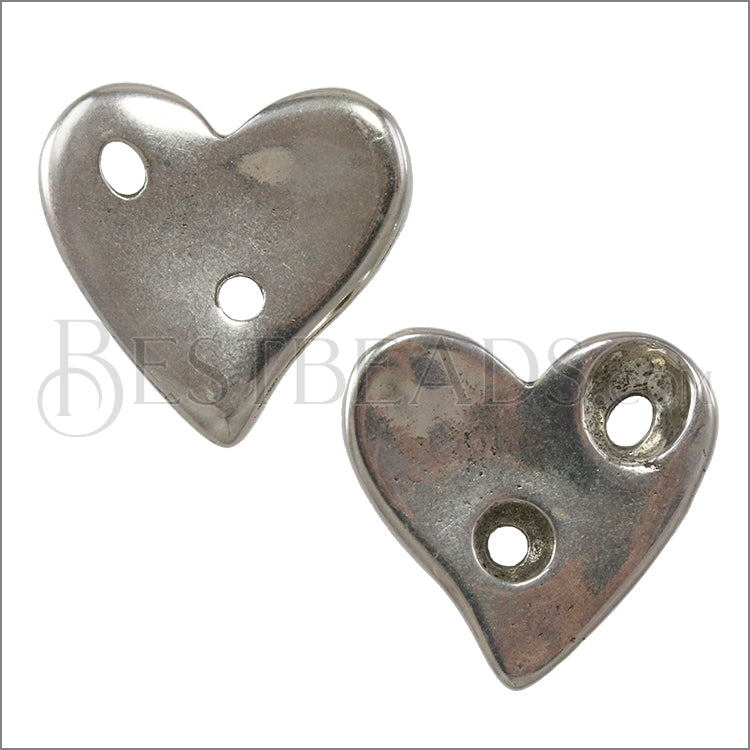 2mm round KNOTTED HEART slider clasp ANTIQUE SILVER - 10 pcs