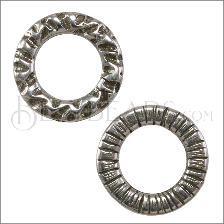 Multi LEOPARD : STRIPES reversible ring ANTIQUE SILVER - 10 pcs