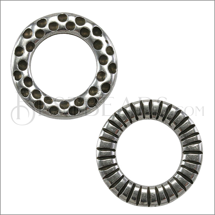 Multi CIRCLES : LINES reversible ring ANTIQUE SILVER - 10 pcs