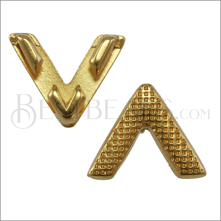 10mm flat ETCHED V slider SHINY GOLD - 10 pcs