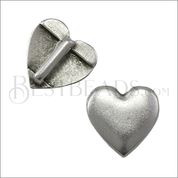 5mm flat HEART slider ANTIQUE SILVER - 10 pcs
