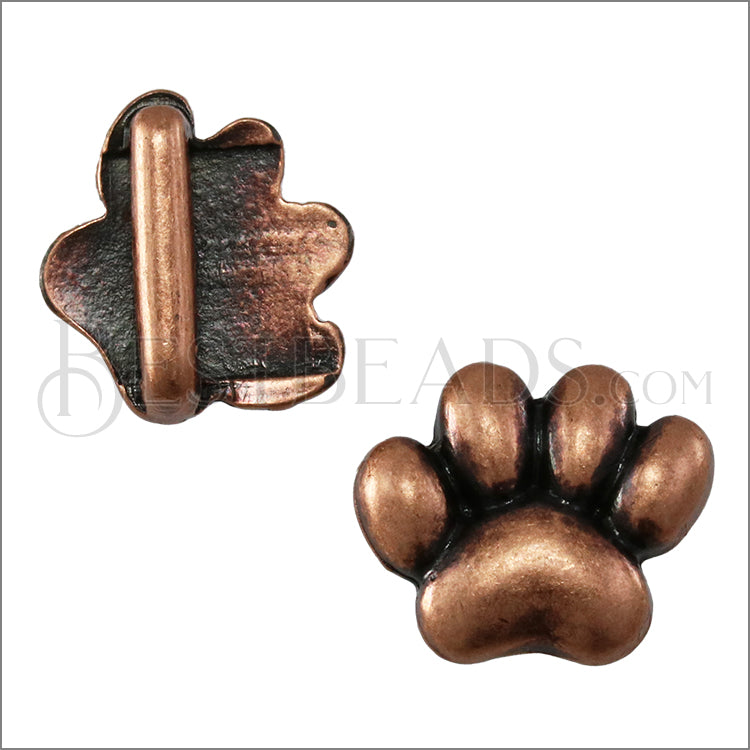 10mm flat PAW slider ANTIQUE COPPER - 10 pcs