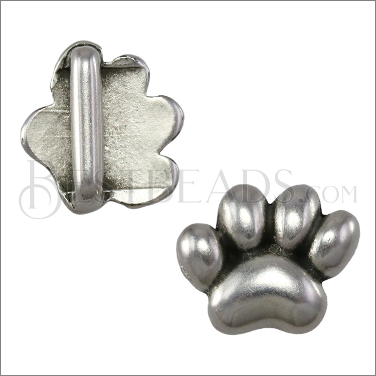 10mm flat PAW slider ANTIQUE SILVER - 10 pcs