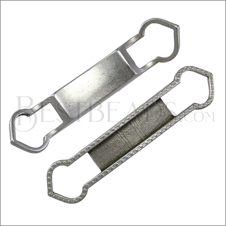 5mm flat ORNATE FRAME slider ANTIQUE SILVER - 10 pcs