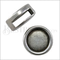 10mm flat ROUND 10MM SETTING slider ANTIQUE SILVER - 10 pcs