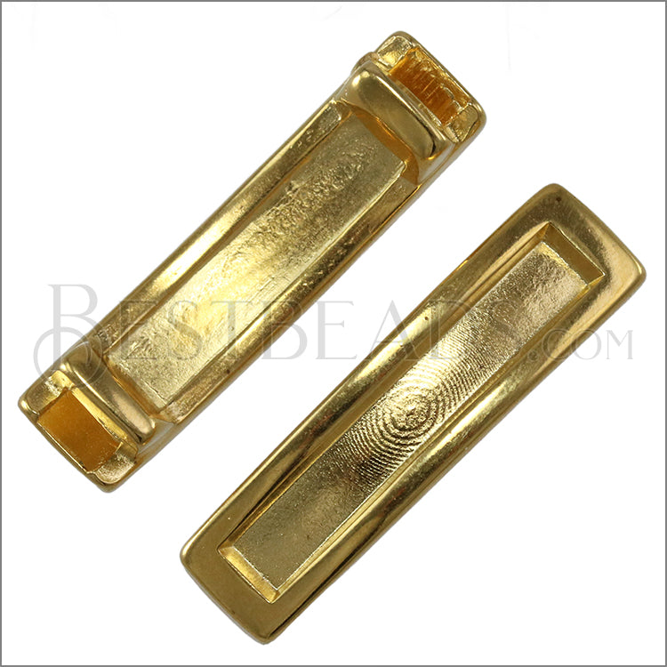 5mm flat RECTANGLE SETTING slider SHINY GOLD - 10 pcs