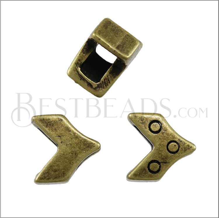 5mm flat CHEVRON slider ANTIQUE BRASS - 10 pcs