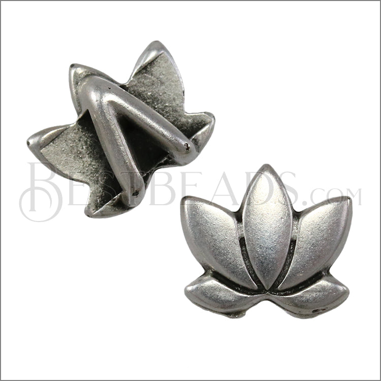 5mm flat LOTUS FLOWER spacer ANT SILVER - 10 pcs