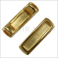 3mm flat SHORT LEATHER SETTING slider SHINY GOLD - 10 pcs