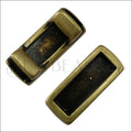 5mm flat SHORT LEATHER SETTING slider ANTIQUE BRASS - 10 pcs