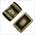 10mm flat SHORT LEATHER SETTING slider ANTIQUE BRASS - 10 pcs