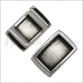 10mm flat SHORT LEATHER SETTING slider ANTIQUE SILVER - 10 pcs