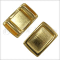 10mm flat SHORT LEATHER SETTING slider SHINY GOLD - 10 pcs