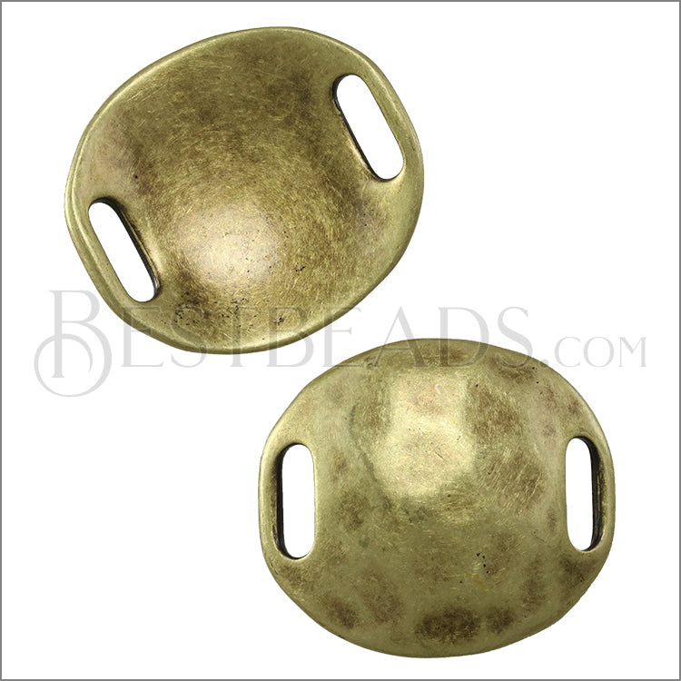 10mm flat LARGE HAMMERED DISC spacer ANT BRASS - 5 pcs