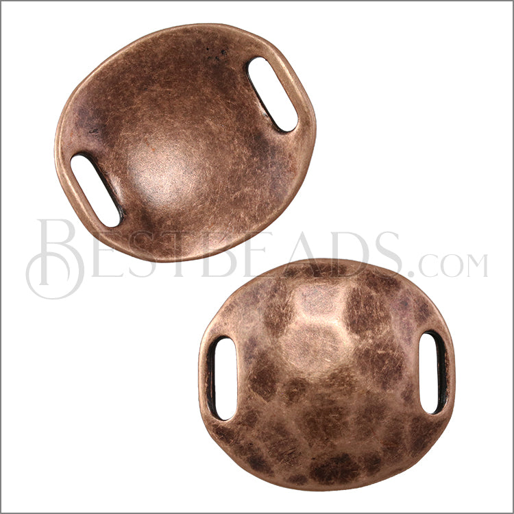 10mm flat LARGE HAMMERED DISC spacer ANT COPPER - 5 pcs