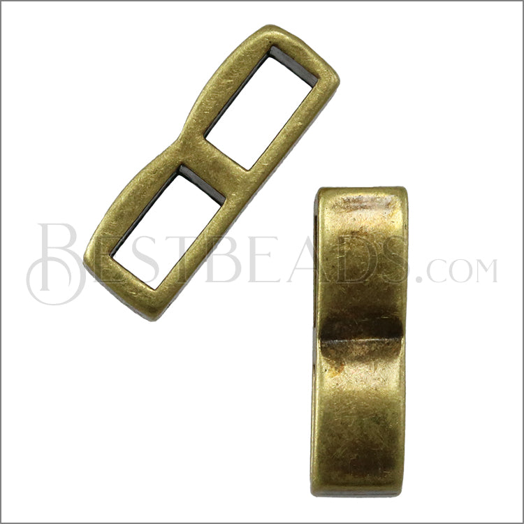 5mm flat DOUBLE BAR slider ANTIQUE BRASS - 10 pcs