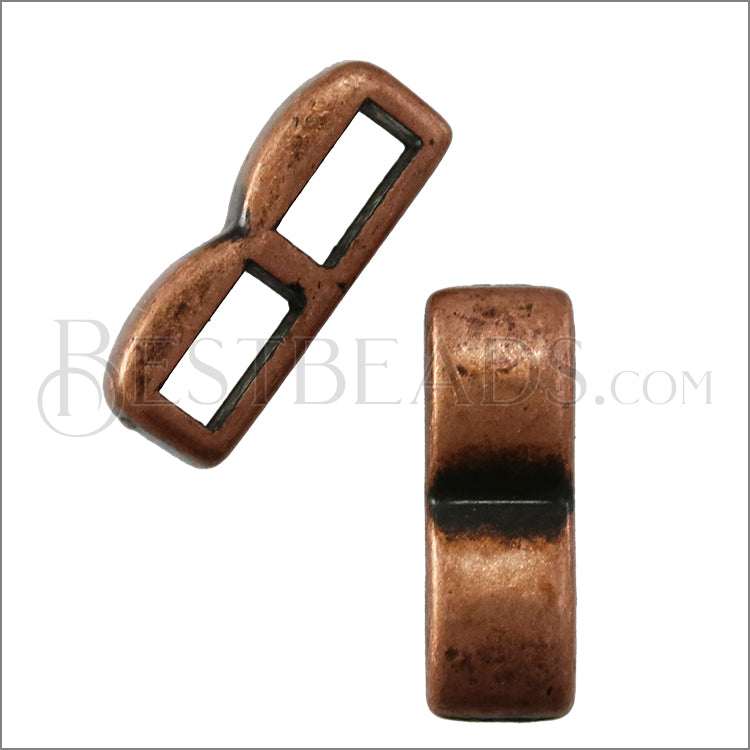 5mm flat DOUBLE BAR slider ANTIQUE COPPER - 10 pcs
