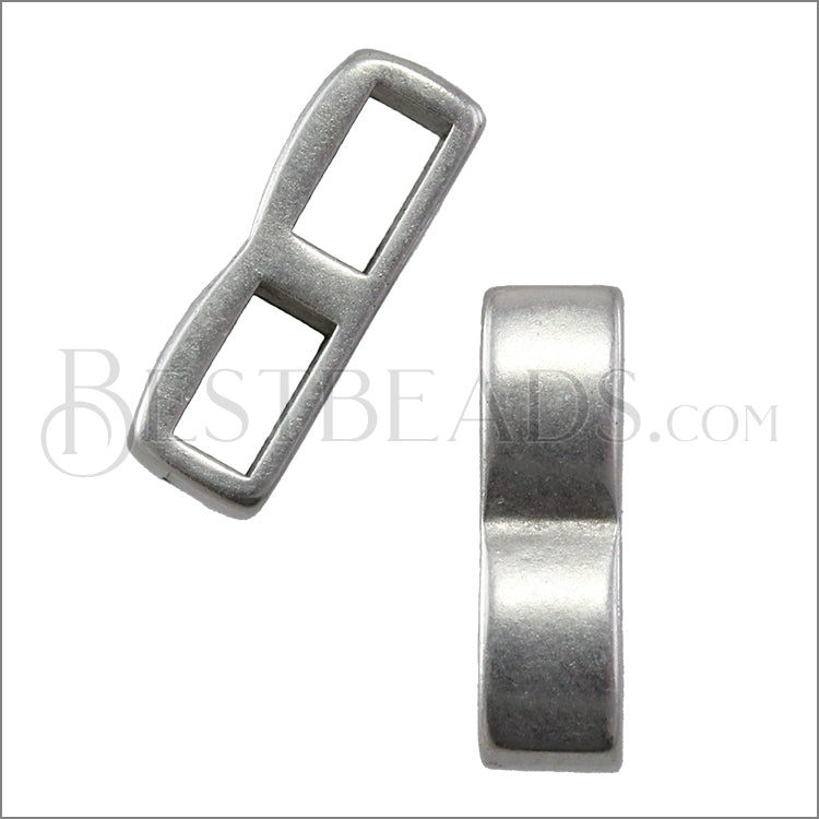 5mm flat DOUBLE BAR slider ANTIQUE SILVER - 10 pcs