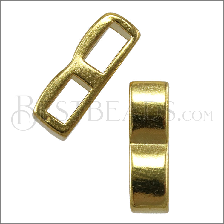 5mm flat DOUBLE BAR slider SHINY GOLD - 10 pcs