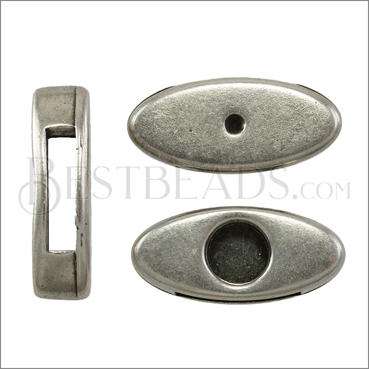 10mm flat EYE slider ANTIQUE SILVER - 10 pcs