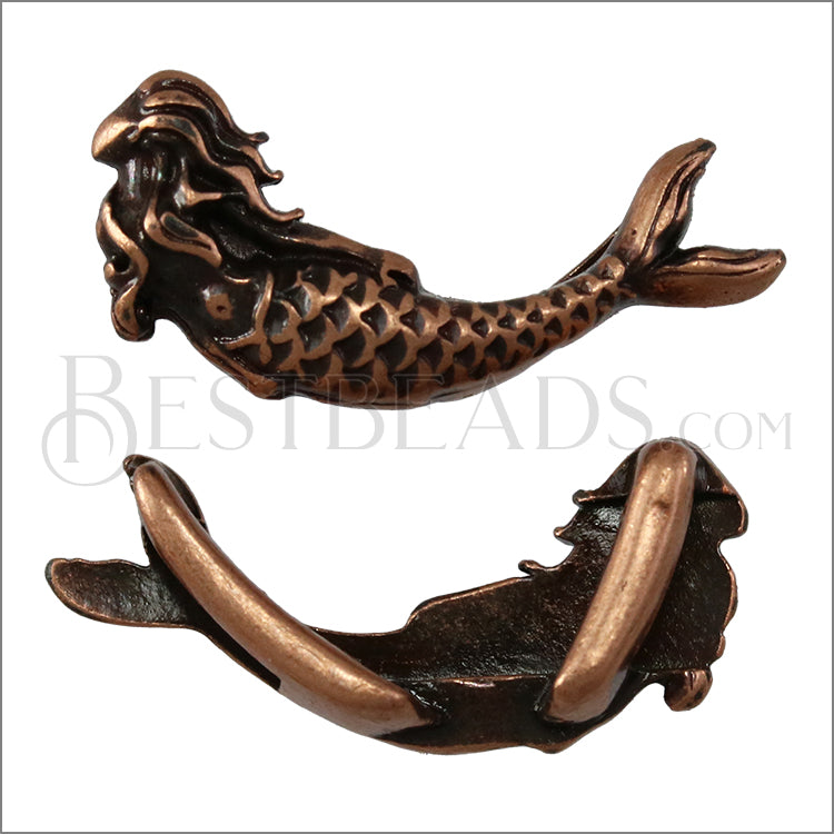 5mm flat MERMAID slider ANTIQUE COPPER - 10 pcs